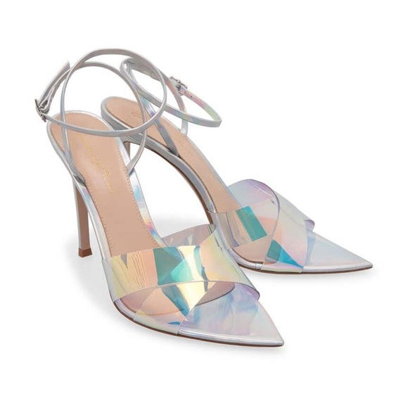 Gianvito Rossi Shoes - Gianvito Rossi Silver Hologram Stark Heeled Sandals